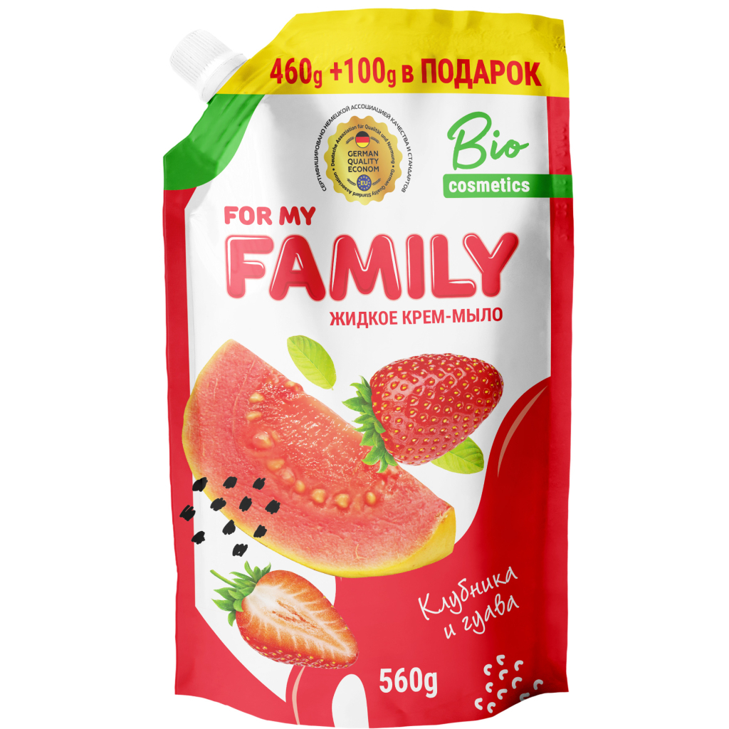 Рідке мило Family 2K Полуниця та гуава 560 г (4260637721549) - зображення 1