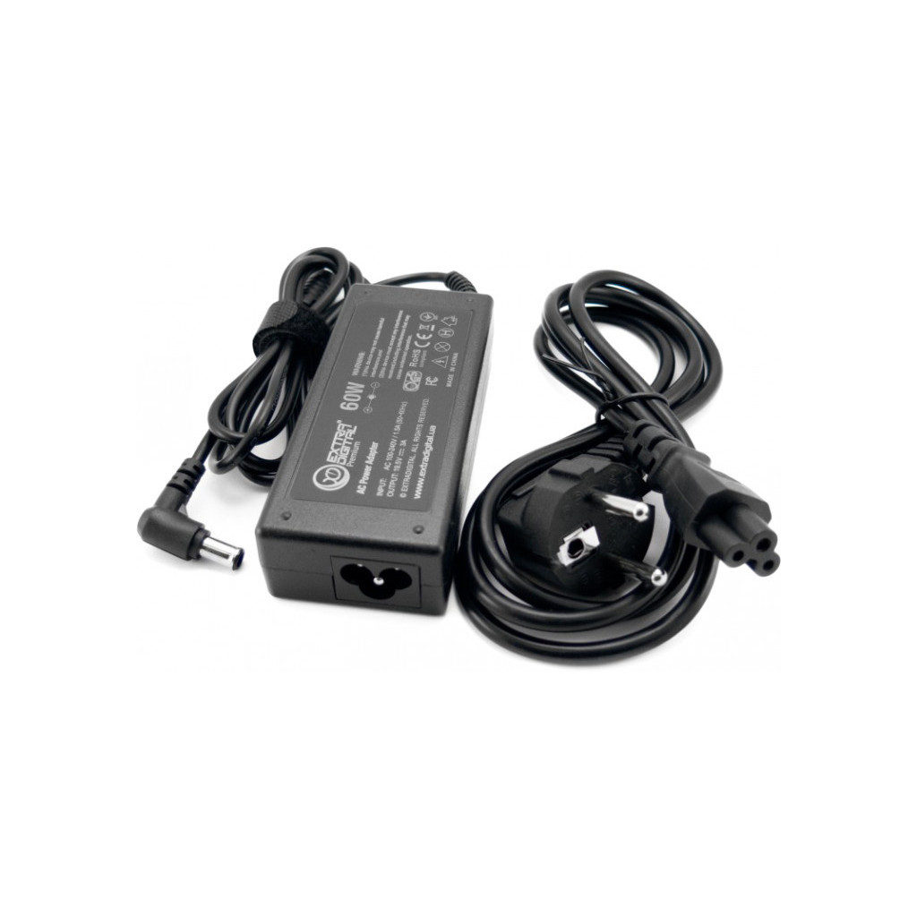 Блок живлення до ноутбуку Extradigital Sony 19.5V, 3A, 60W (6.5x4.4) (PSS3874) - зображення 1
