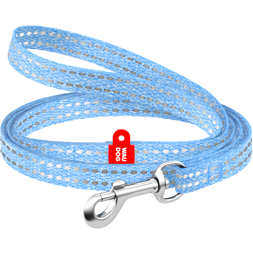 Повідець для котів WAUDOG Re-cotton світловідбивний XS 200х1 см блакитний (16442) - зображення 1