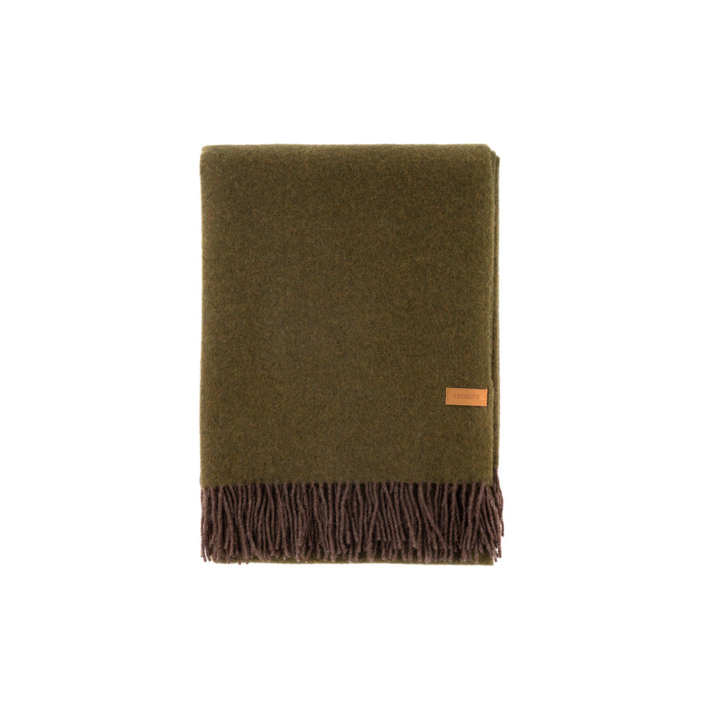 Плед Ardesto Leonardo Doubleface 100% вовна 140x200 см хакі-шоколад (ART0402LD) - зображення 8