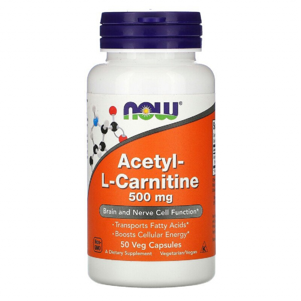 Вітамін Now Foods Ацетил-L-Карнітин, Acetyl-L-Carnitine, 500 мг, 50 вегетаріан (NF0075) - зображення 1