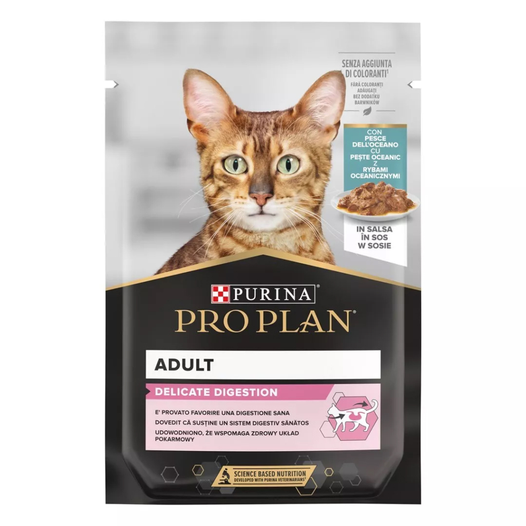 Вологий корм для кішок Purina Pro Plan Delicate Digestion Мультипак індичка та океанічна риба 10 х 85 г (8445290855817) - зображення 2
