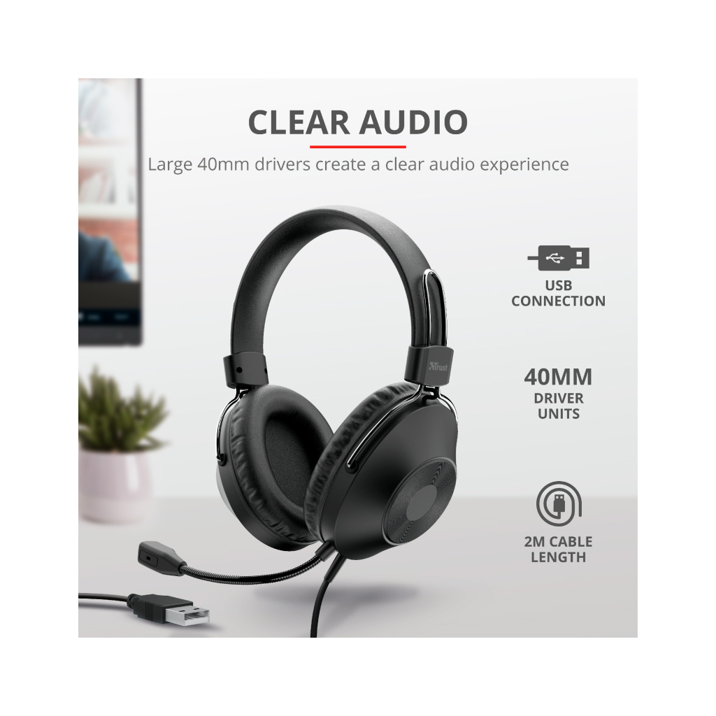 Навушники Trust Ozo Over-Ear USB Headset Black (24132) - зображення 6