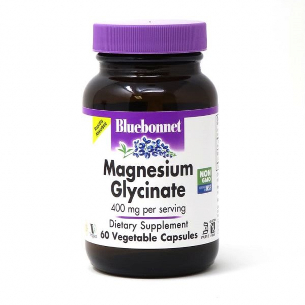 Мінерали Bluebonnet Nutrition Магній гліцинат, 400 Мг, Magnesium Glycinate, 60 вегетаріанс (BLB0748) - зображення 1
