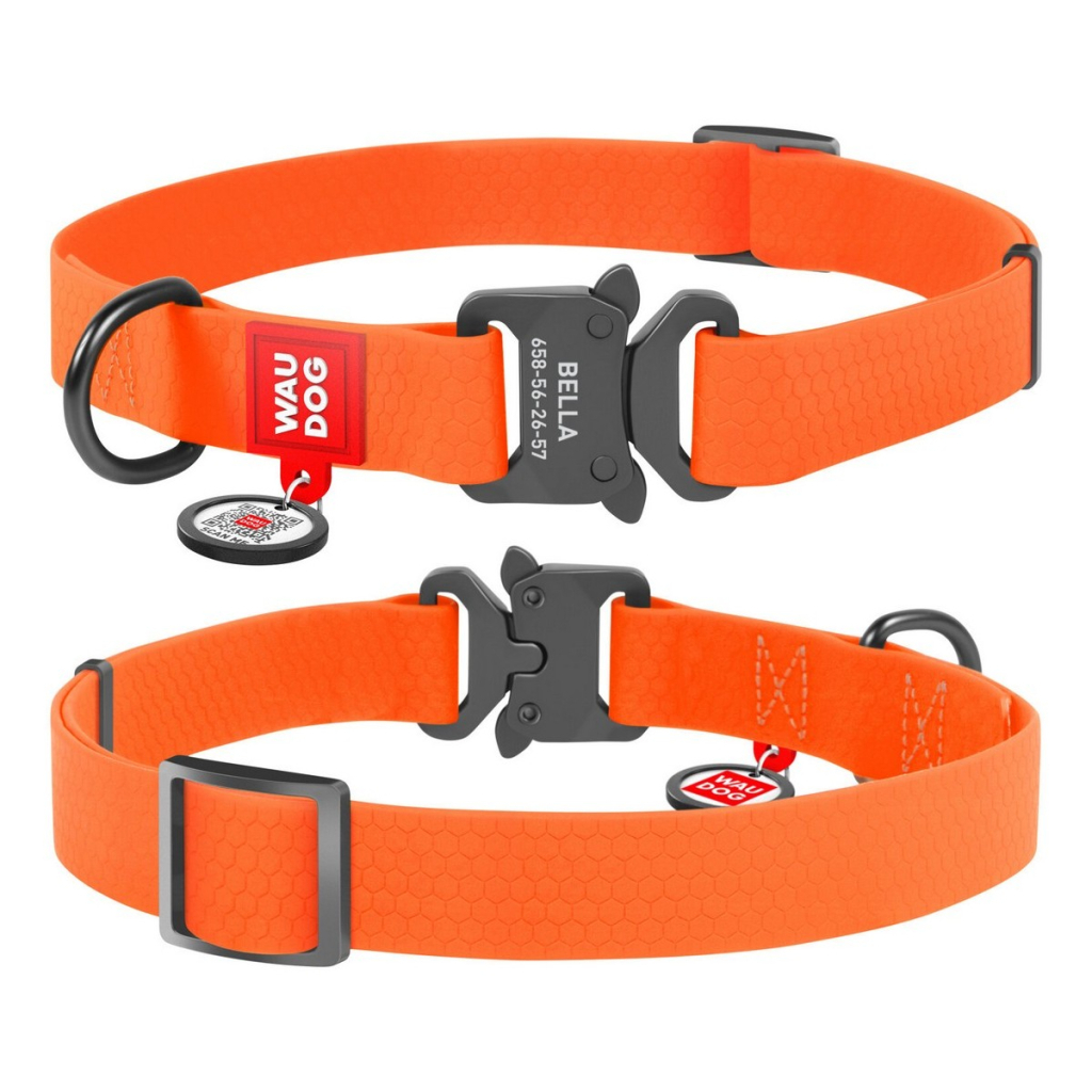 Нашийник для тварин WAUDOG Waterproof з QR паспортом XL Ш 25 мм Д 35-58 см(помаранчевий) (27844) - изображение 4