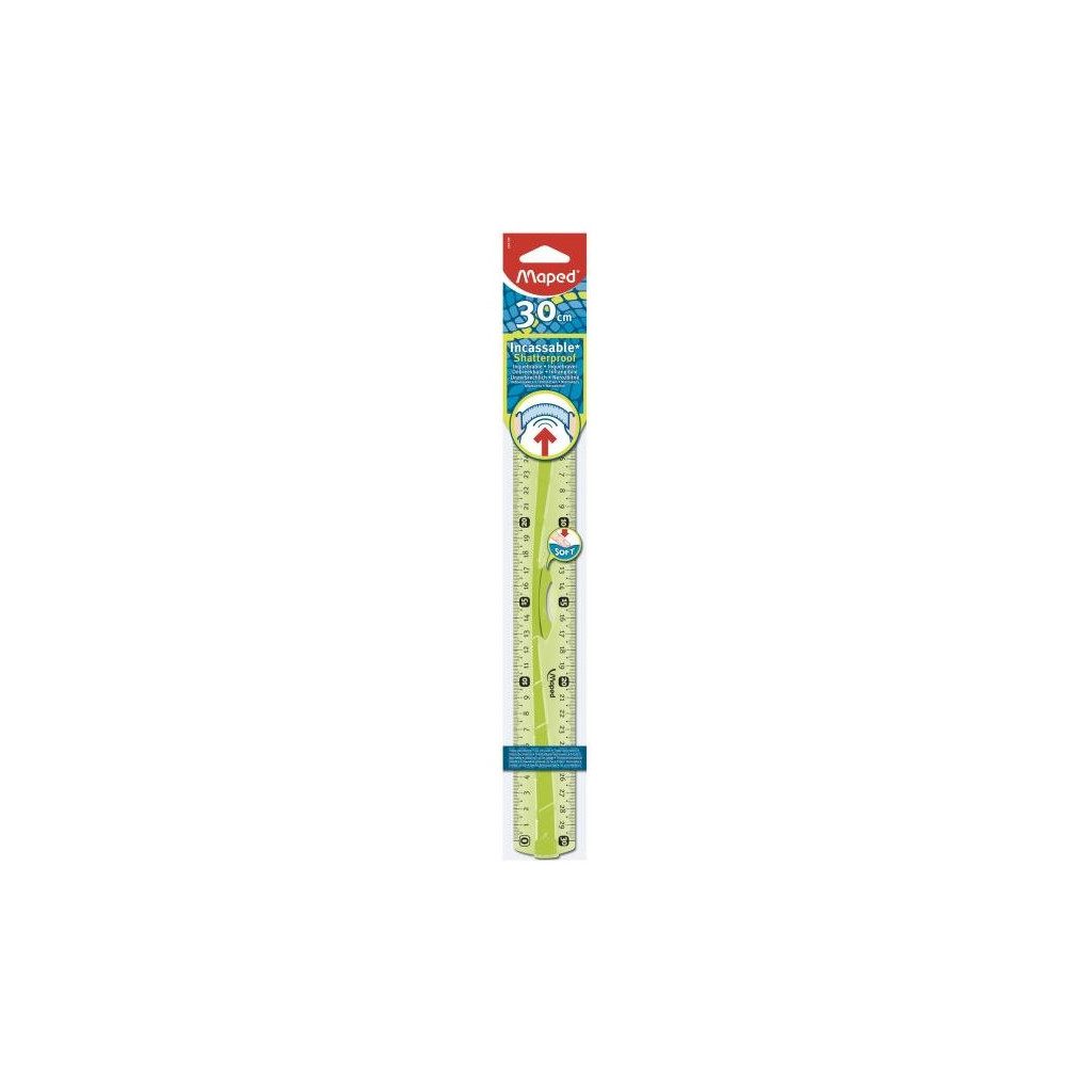 Лінійка Maped UNBREAKABLE, 30см пластикова, двостороння шкала, зелена (MP.244130) - зображення 2