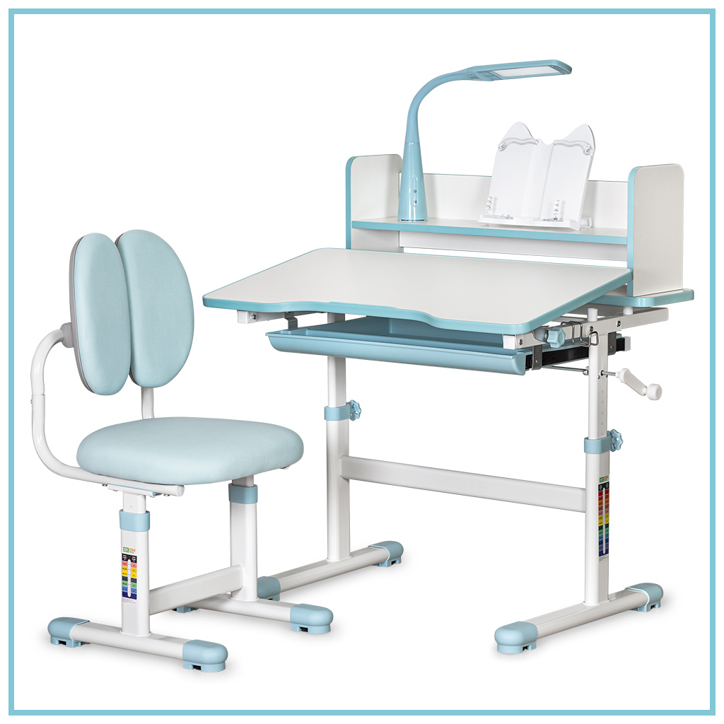 Парта зі стільцем ErgoKids Blue ( +полка+лампа) (BD-24 BL) - изображение 3