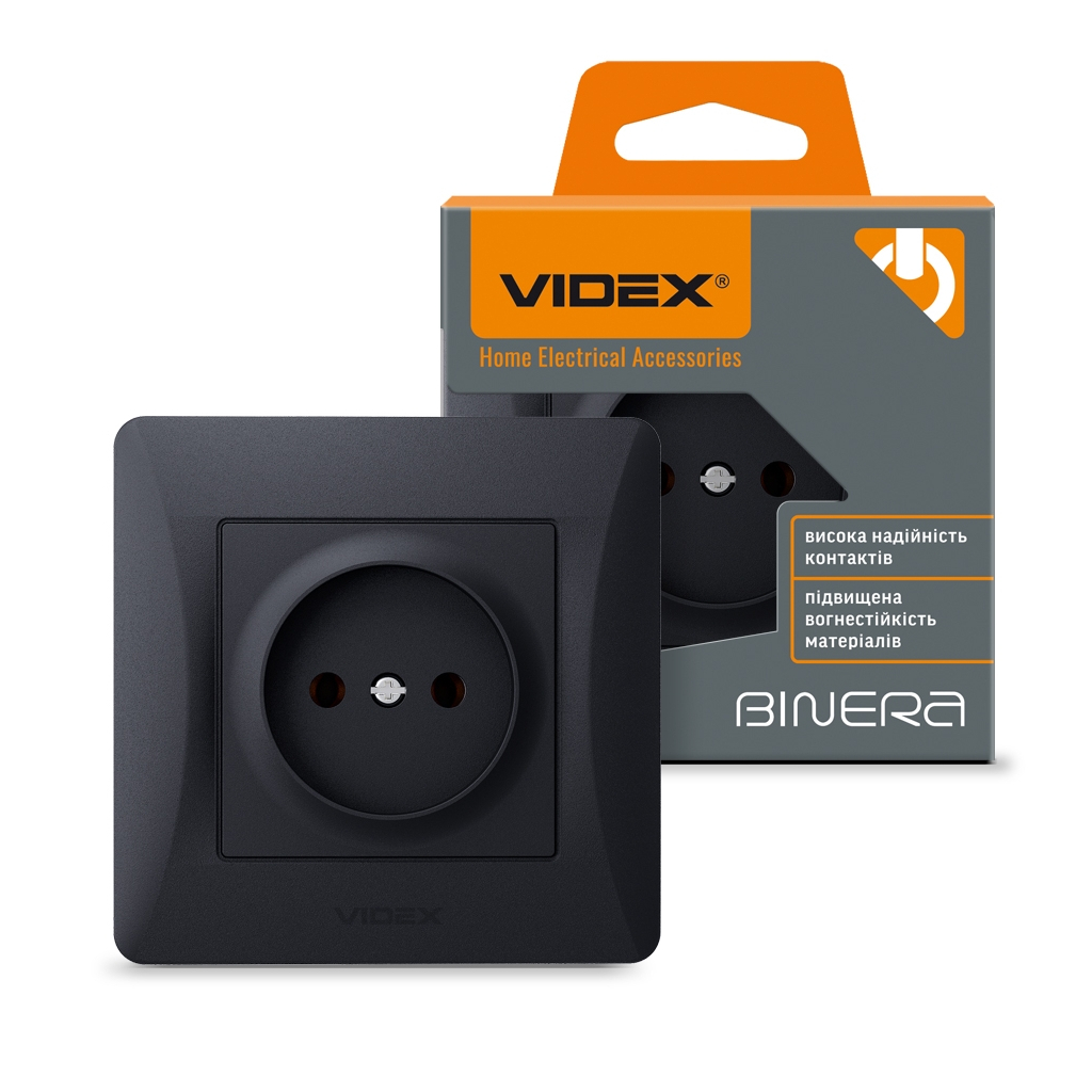 Розетка Videx BINERA 1ая черн (VF-BNSK1-BG) - изображение 4