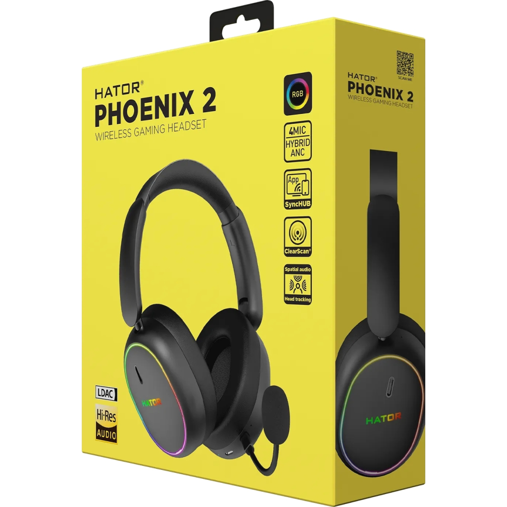 Навушники Hator Phoenix 2 Wireless Hi-Res SyncHUB connection Black (ESH40) - зображення 8