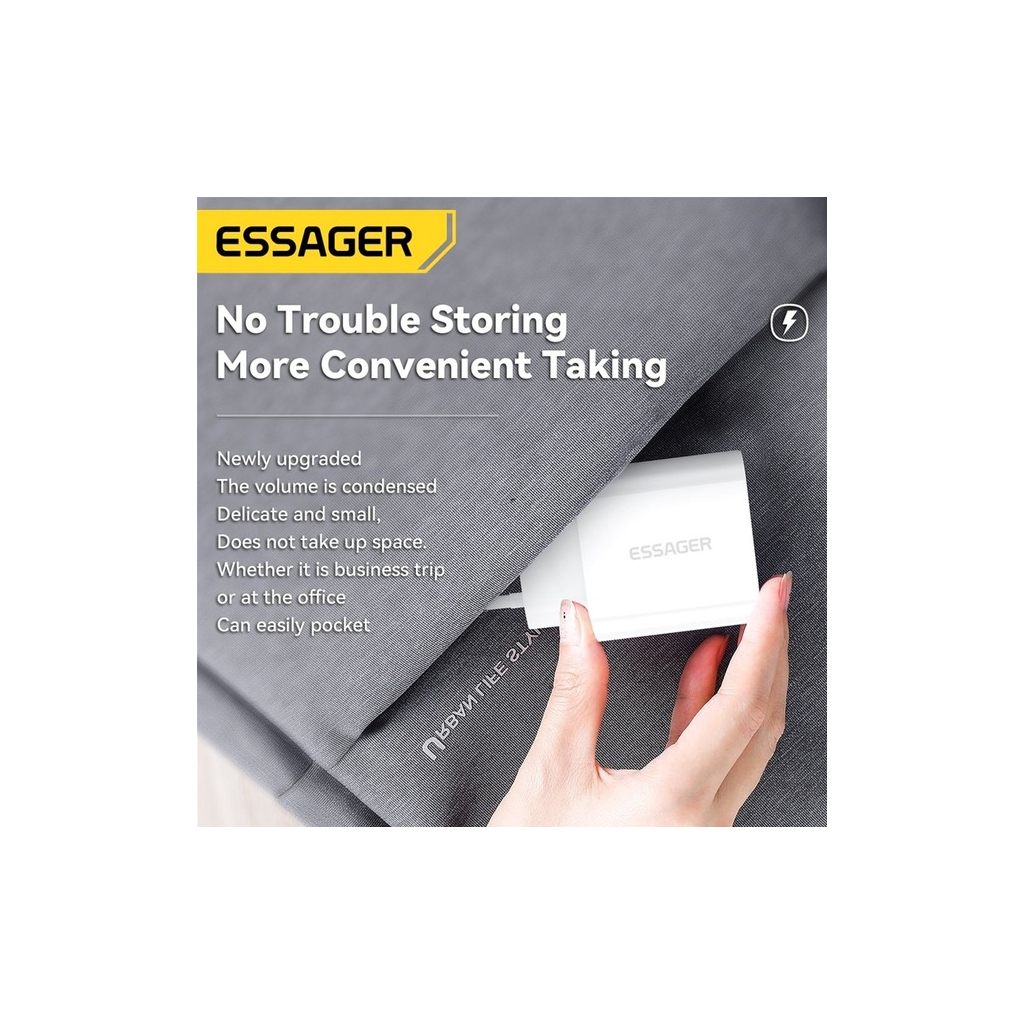 Зарядний пристрій Essager USB-C PD20W + cable USB-C to Lightning white (EFJB02-XBL02-T) - зображення 4