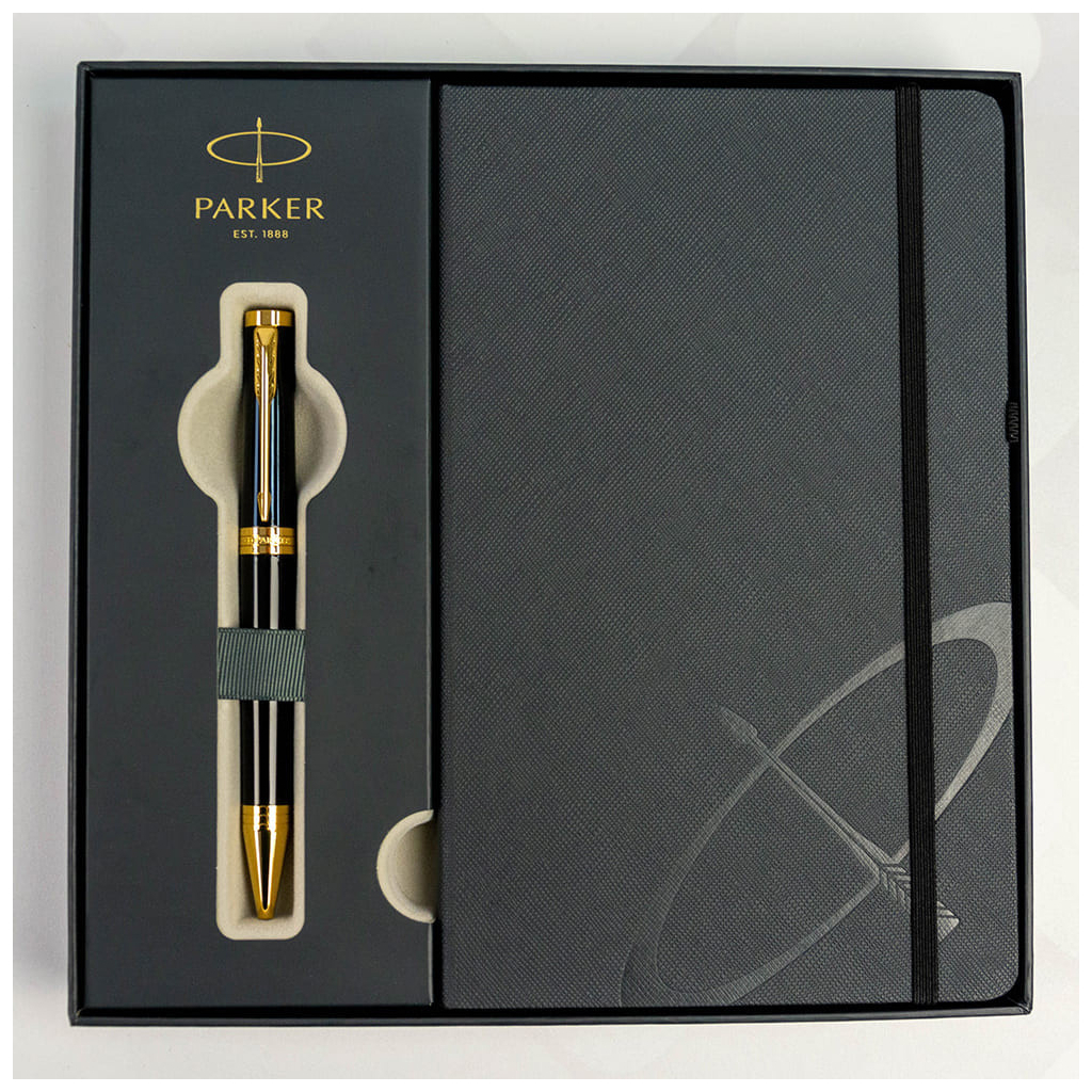Ручка кулькова Parker INGENUITY Black Lacquer GT BP + блокнот Parker + подар.упак. GIFT24 (60 032b24) - зображення 3