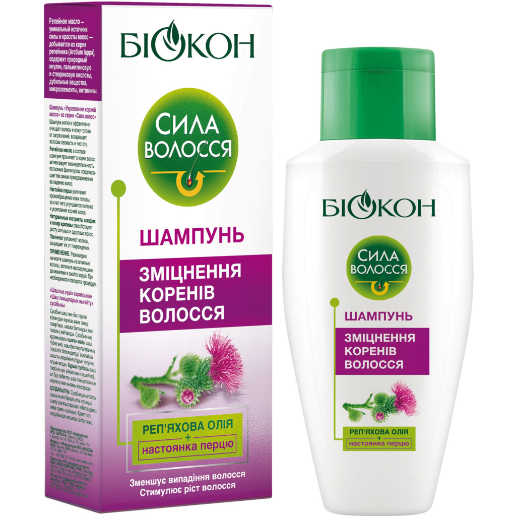 Шампунь Біокон Сила Волосся зміцнення коренів волосся 215 мл (4820160032651) - зображення 1
