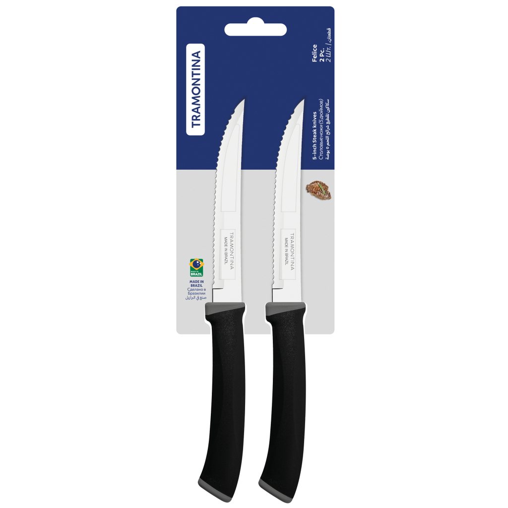Набір ножів Tramontina Felice Black Steak Serrate 127 мм 2 шт (23492/205) - зображення 3