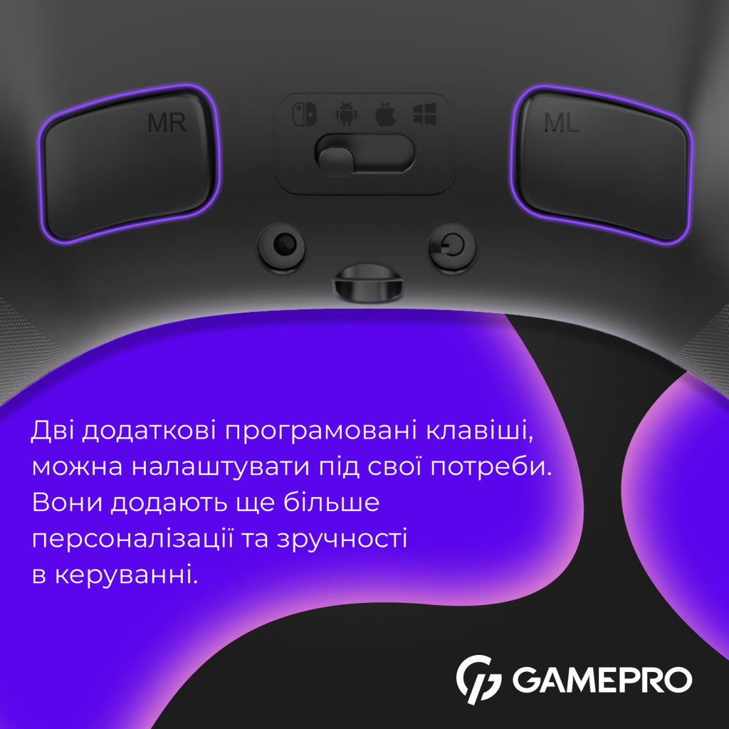 Геймпад GamePro із зарядною станцією BT 5.3/USB/2.4 ГГц (Switch/PC/iOS/Android) RGB Black (GPX13BDOC) - зображення 8