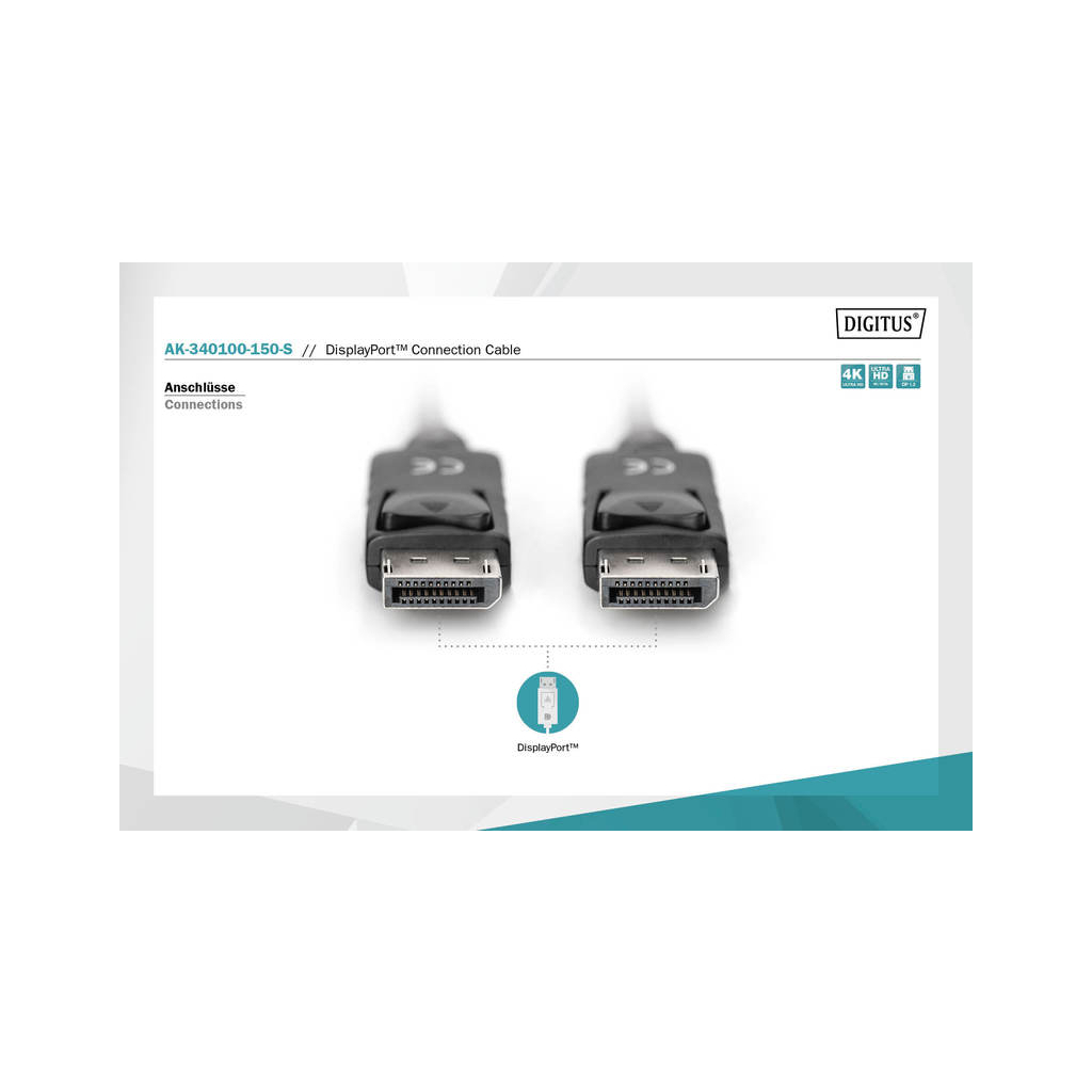 Кабель мультимедійний Display Port to Display Port 15.0m ASSMANN Digitus (AK-340100-150-S) - зображення 3