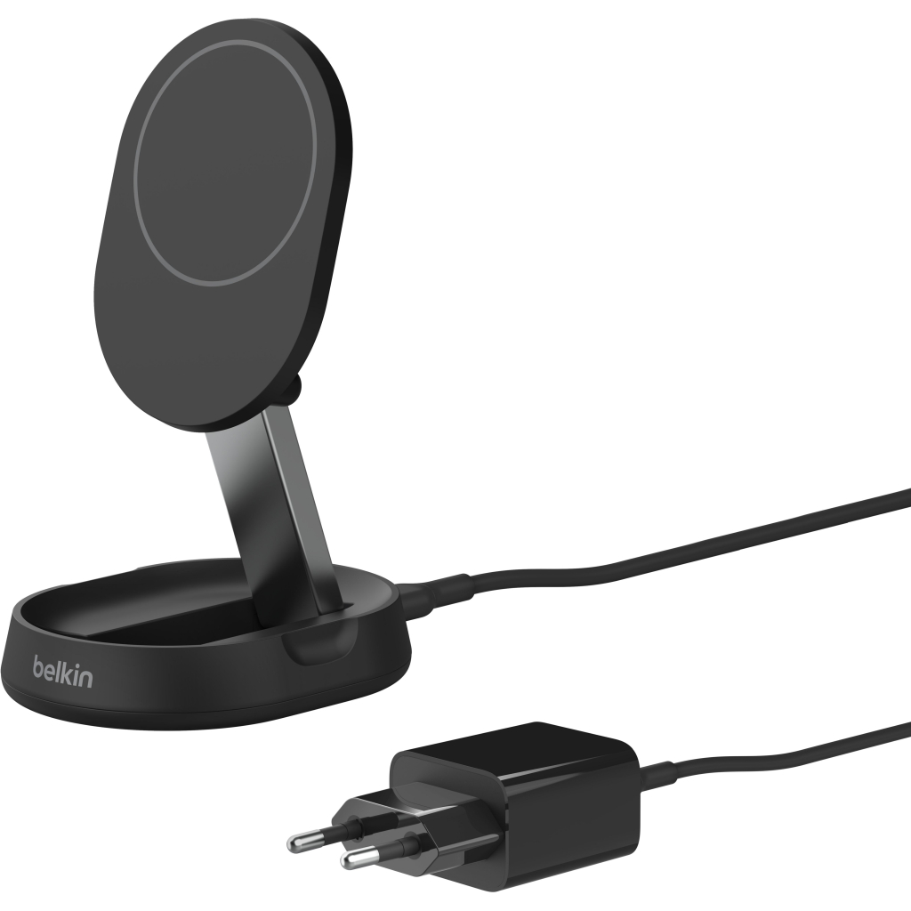 Зарядний пристрій Belkin 15W Magnetic Stand Qi2 20W adapter USB-C black (WIA008VFBK) - зображення 9