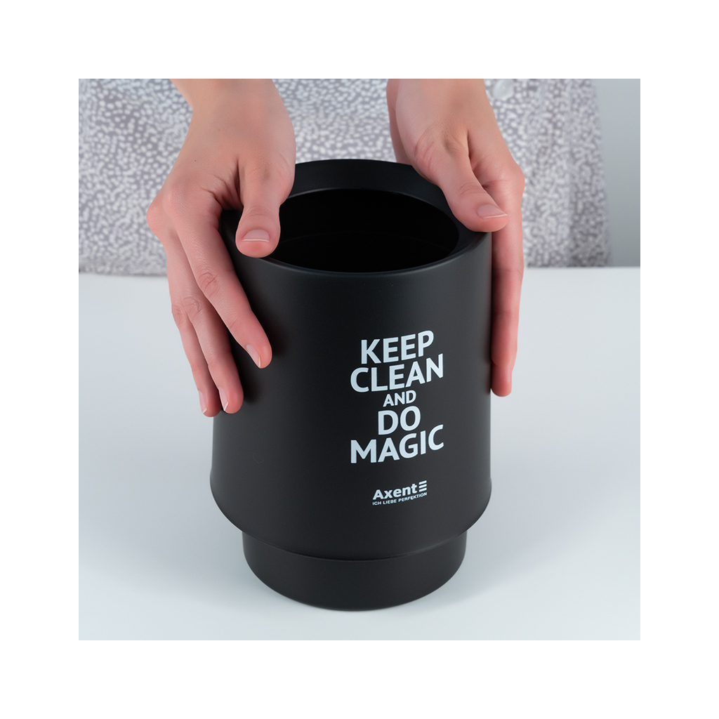 Кошик для паперів Axent Настільний контейнер для сміття, круглий, чорний (2131-01-A) - зображення 5