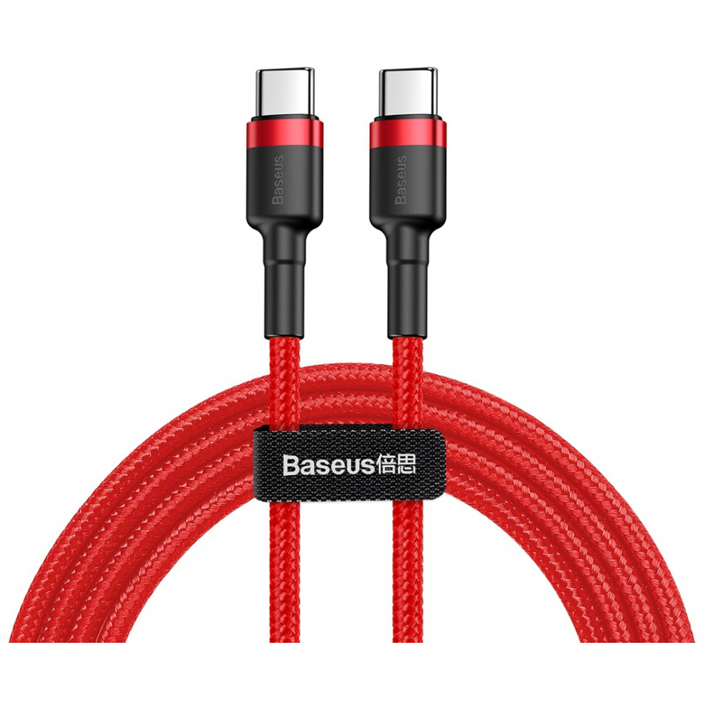 Дата кабель USB-C to USB-C 2.0m USB 3.1 3A red-black Baseus (CATKLF-H09) - зображення 1