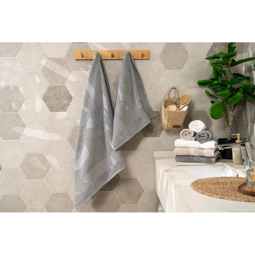 Рушник Ardesto набір махрових Lotus 2 шт 50х90 см індіго, 70х140см, 100% бавовна, сірий (ART2357SG) - изображение 2