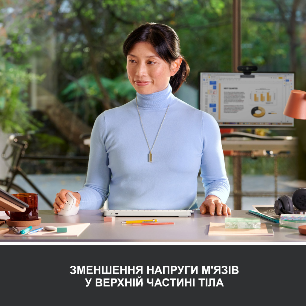Мишка Logitech Lift Vertical Ergonomic Wireless/Bluetooth White (910-006475) - зображення 4