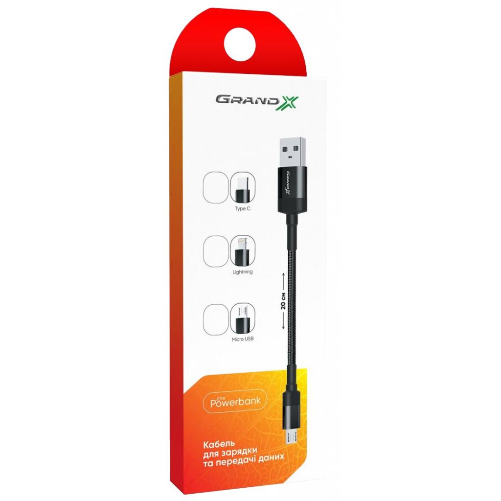 Дата кабель USB 2.0 AM to Micro 5P 0.2m Grand-X (FM-20M) - зображення 3