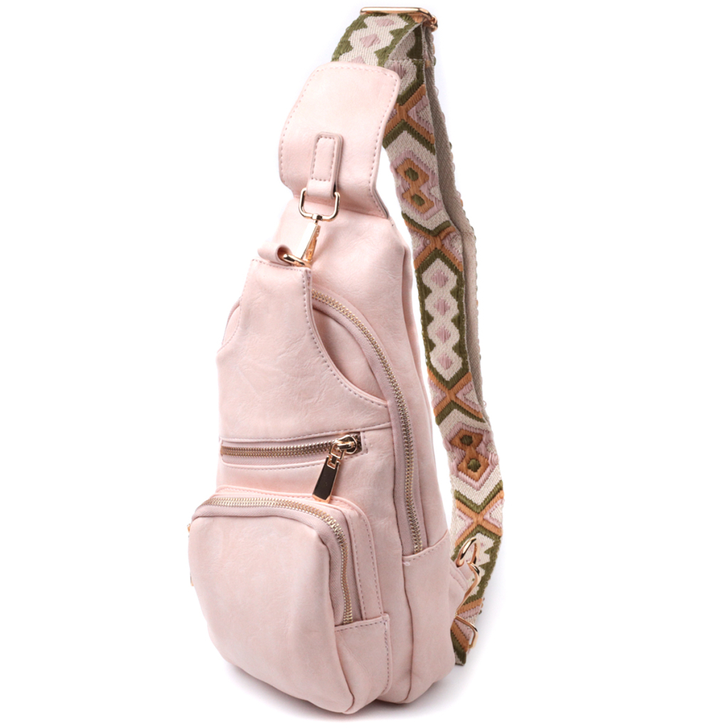Сумка Vintage Жіноча слінг через плече з екошкіри Рожева (22750) - зображення 1