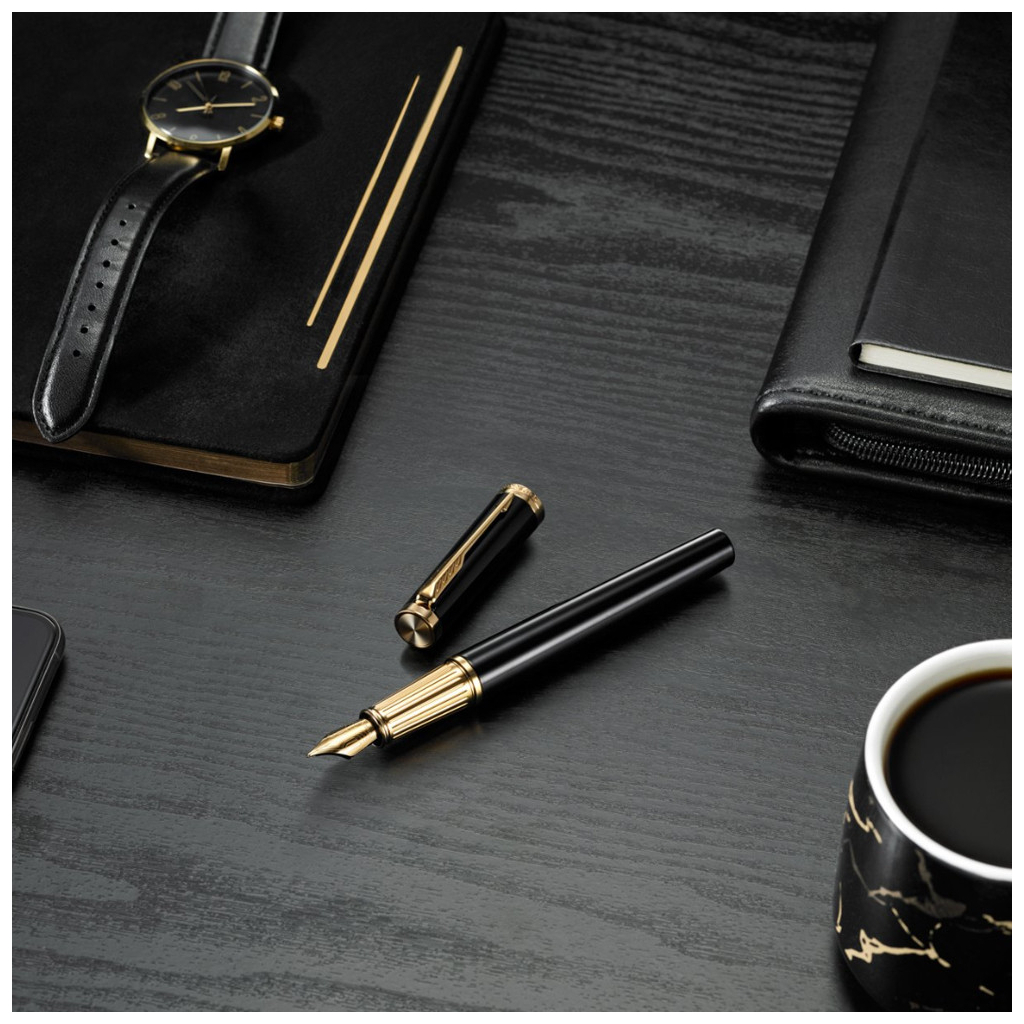 Ручка пір'яна Parker INGENUITY Black Lacquer GT FP F (60 011) - изображение 8