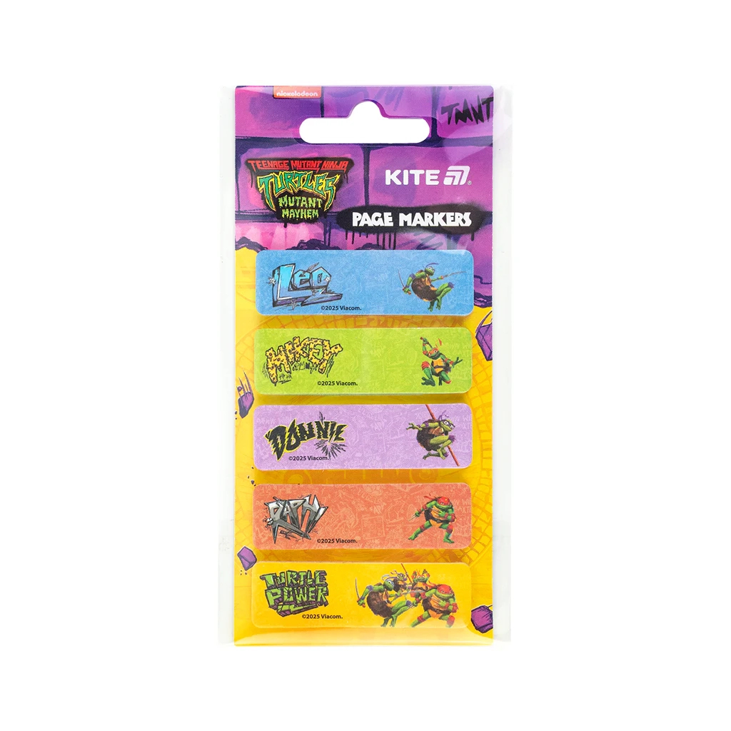 Стікер-закладка Kite паперова з малюнком Ninja Turtles, 100 шт, 5х15х50 мм, прямокутна (NT25-480) - зображення 2
