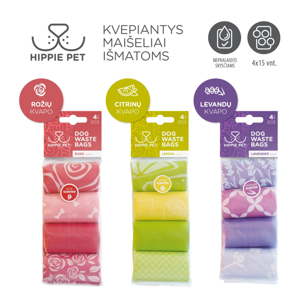 Пакети для собак Hippie Pet з ароматом лаванди 4х15 шт (MPHIP63484) - изображение 2