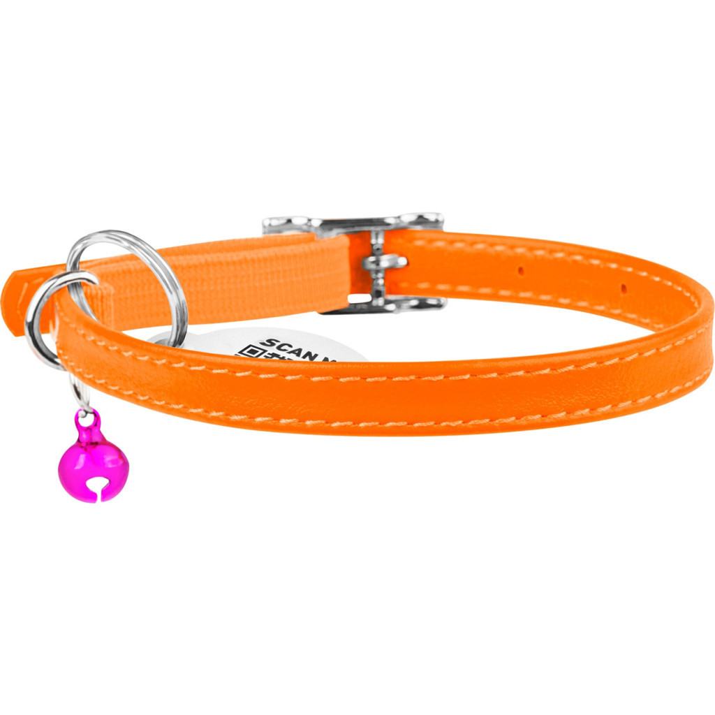 Нашийник для тварин WAUDOG Glamour з QR паспортом Д 17-20 см помаранчевий (32754) - зображення 2