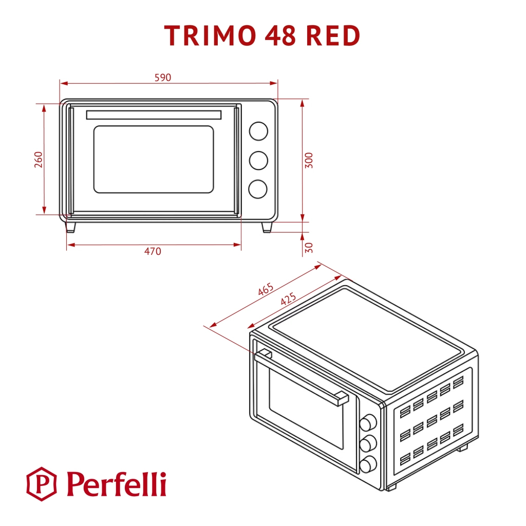 Електропіч Perfelli TRIMO 48 RED - зображення 12
