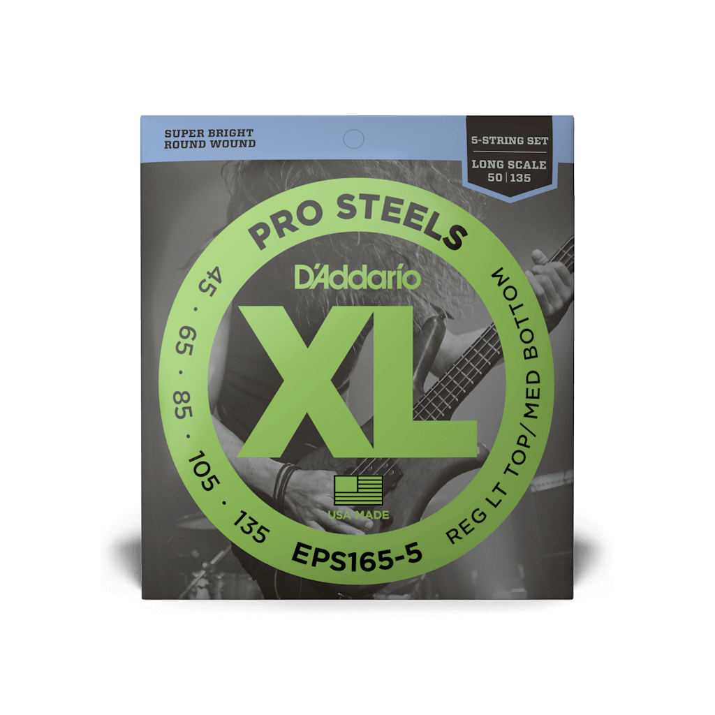 Струни для гітари D'Addario XL Pro Steels Bass Reg Light Top / Med Bottom 5-String (45-135) (EPS165-5) - зображення 1
