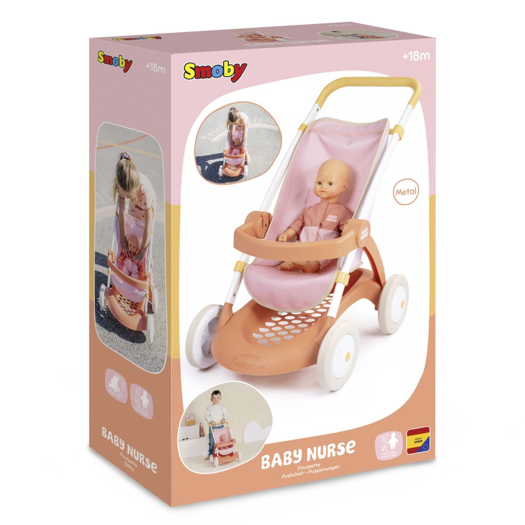 Коляска для ляльок Smoby Baby Nurse Теракотова пудра. Прогулянка, з корзиною, 18 міс.+ (7600254024) - зображення 2