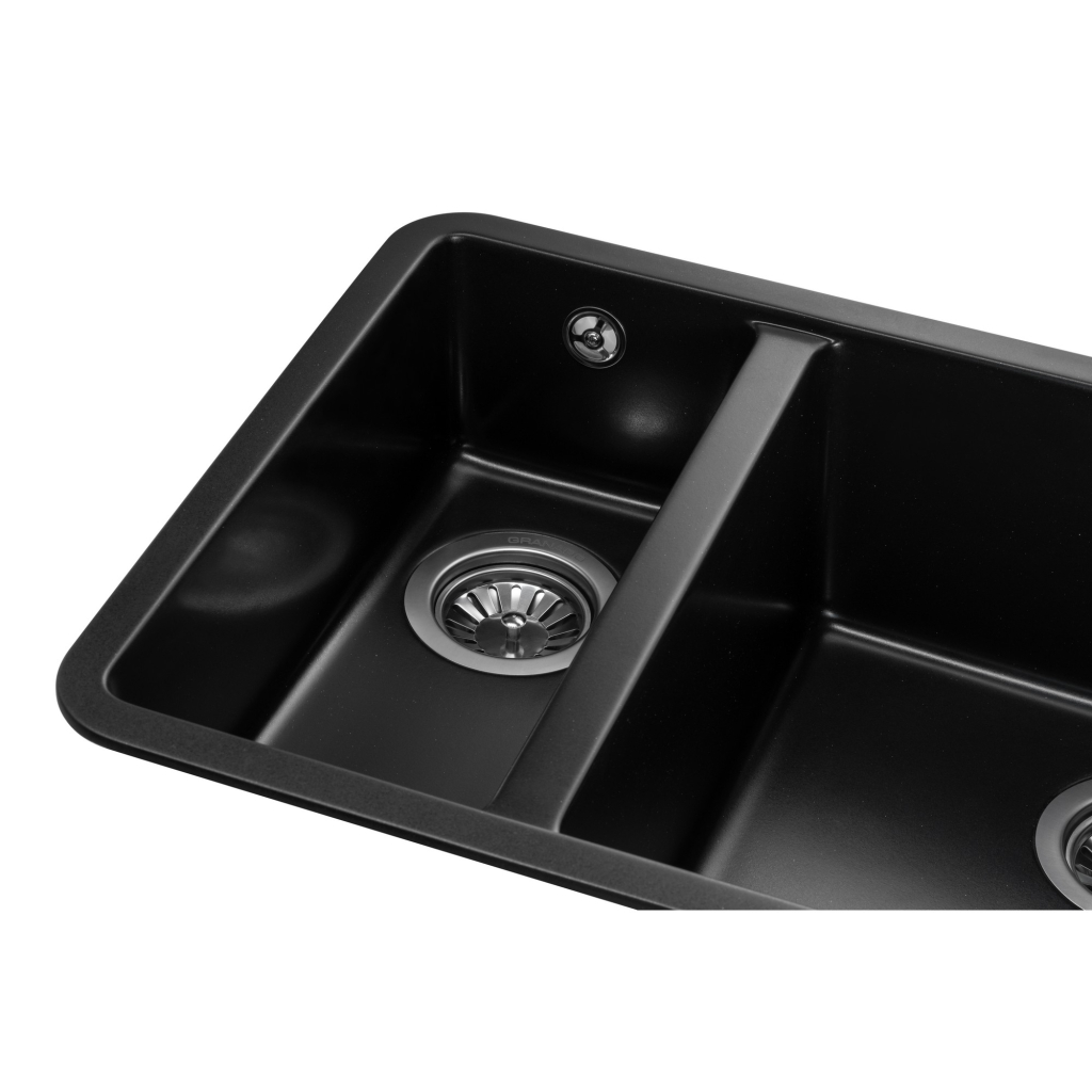 Мийка кухонна GRANADO Under top DOUBLE black shine (gr3401) - зображення 3