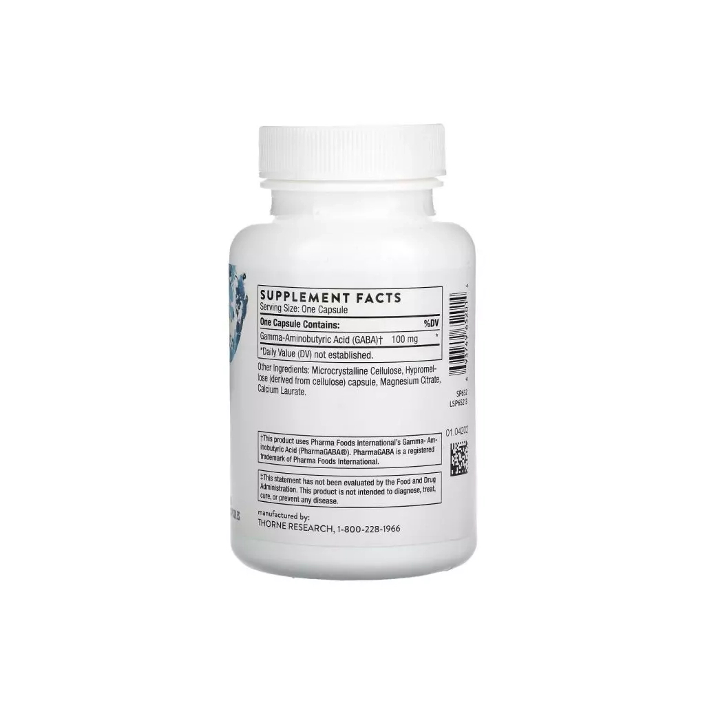Амінокислота Thorne Research GABA (Гамма-аміномасляна кислота) 100 мг, Pharma GABA-100, 60 капс (THR-65201) - зображення 2