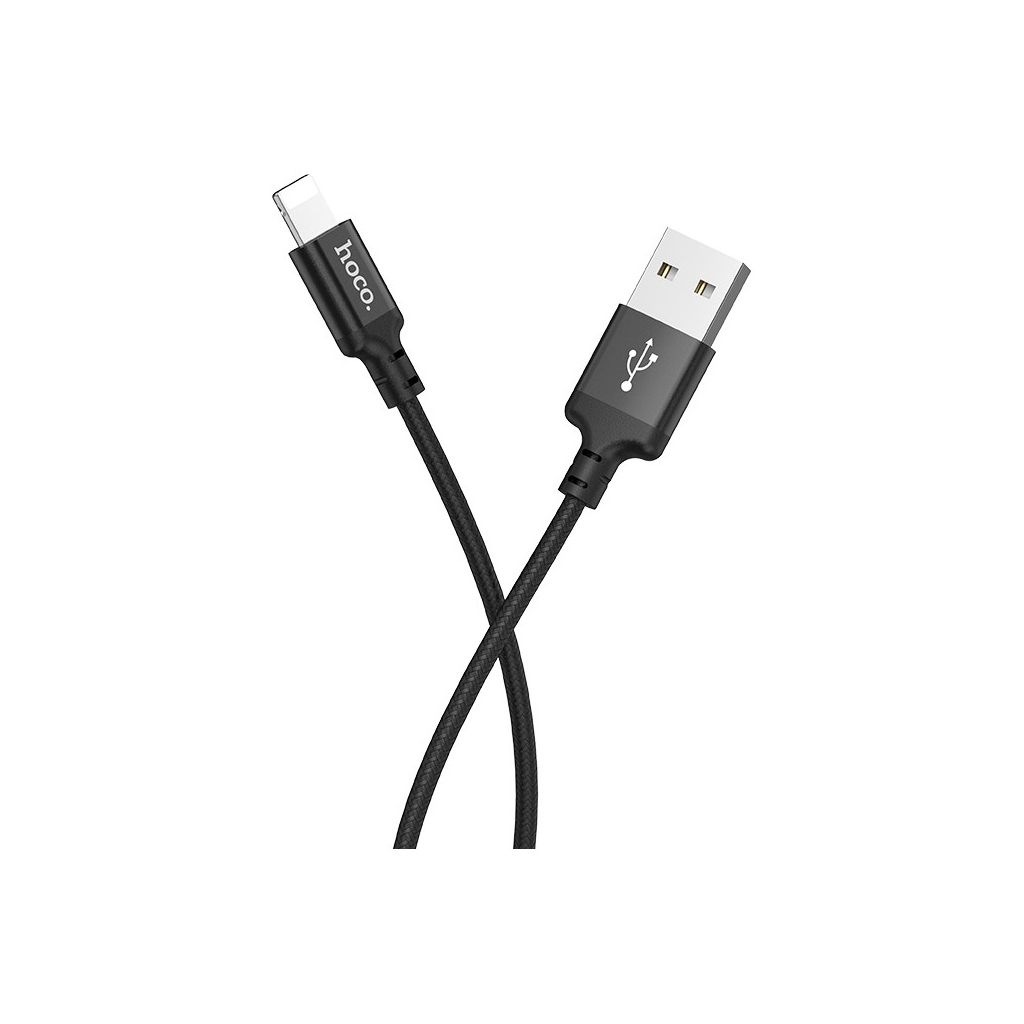 Дата кабель USB 2.0 AM to Lightning 1.0m 2A nylon X14 black HOCO (6957531062820) - зображення 3