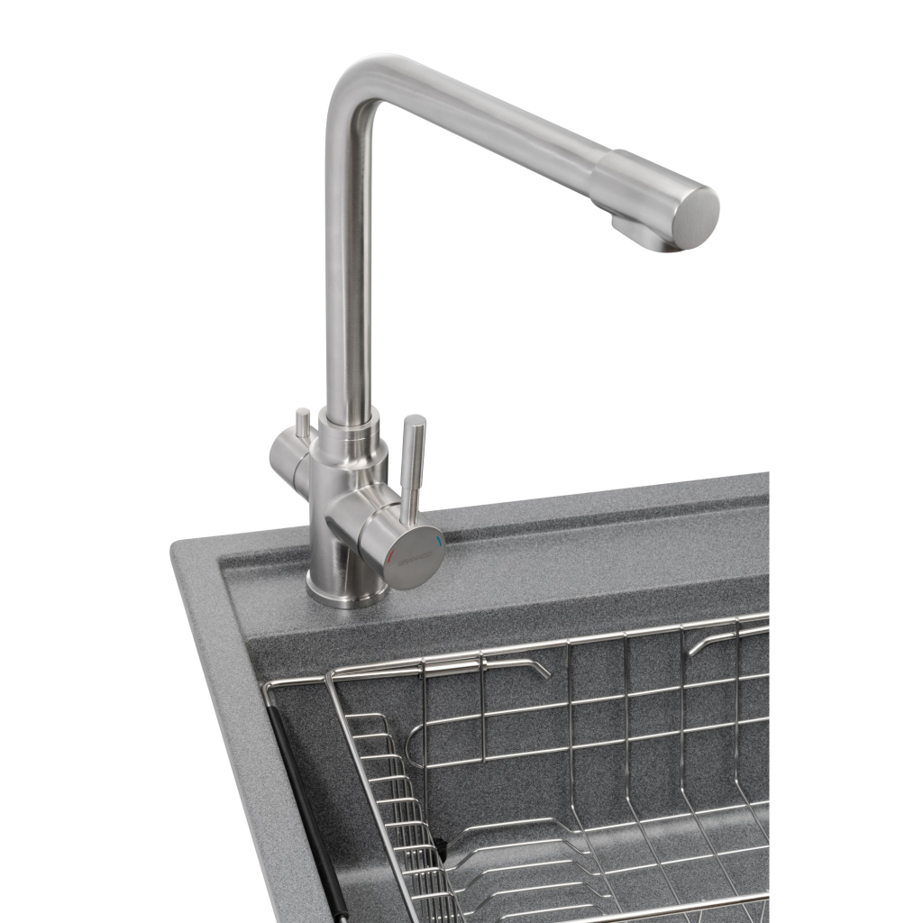 Мийка кухонна GRANADO Optimal Artes grafito (+ змішувач Badalona LUX inox + дозатор Redondo inox + коши (ksg1209) - изображение 2