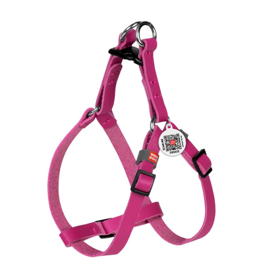 Шлея для котів WAUDOG Classic з QR паспортом XS Ш 10 мм В=С 28-40 см рожева (60107) - зображення 1
