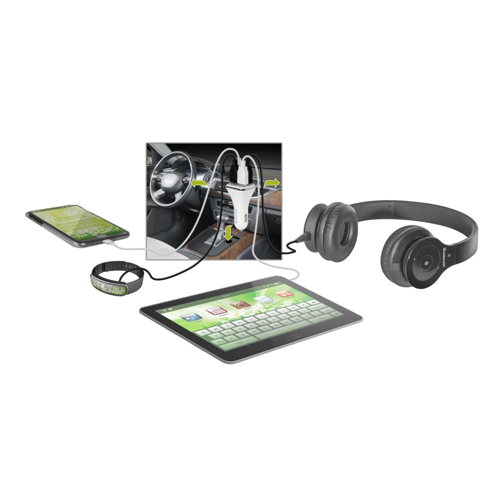 Зарядний пристрій Defender UCA-05 авто, 4 порта USB, 5V / 8A (83567) - изображение 2