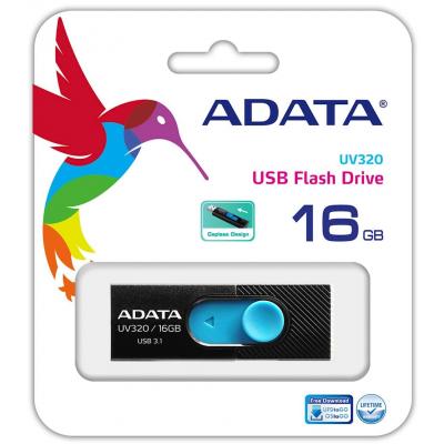 USB флеш накопичувач ADATA 16GB UV320 Black/Blue USB 3.1 (AUV320-16G-RBKBL) - зображення 4