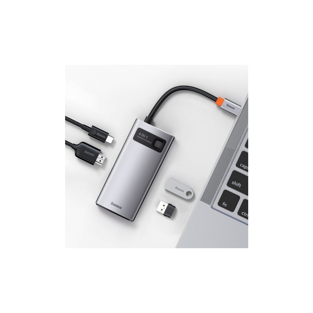 Концентратор Baseus Metal Gleam Series 4-in-1 Multifunctional Gray (CAHUB-CY0G) - зображення 3