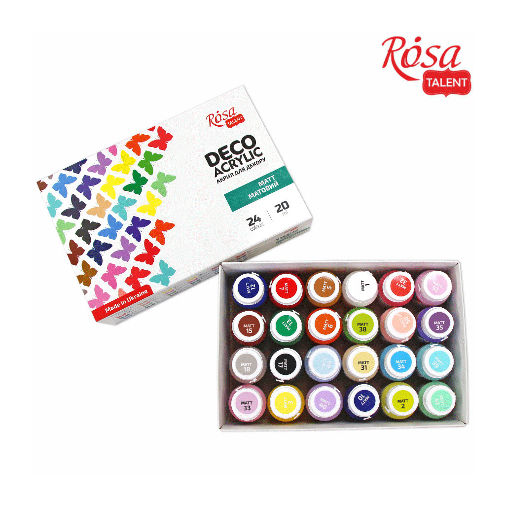 Акрилові фарби Rosa для декору матові 24 кол по 20 мл (4823098523963) - изображение 3