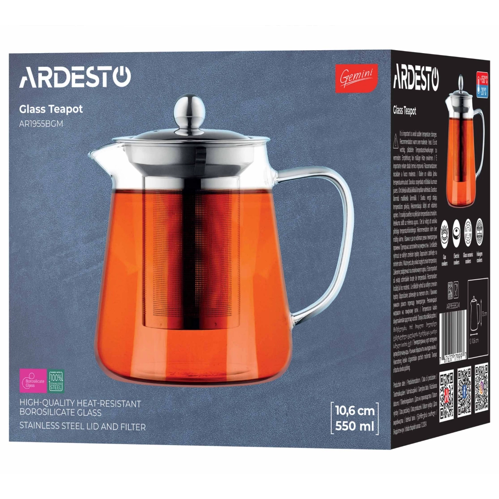 Заварник Ardesto Gemini Milano 550 мл, прозорий (AR1955BGM) - зображення 4