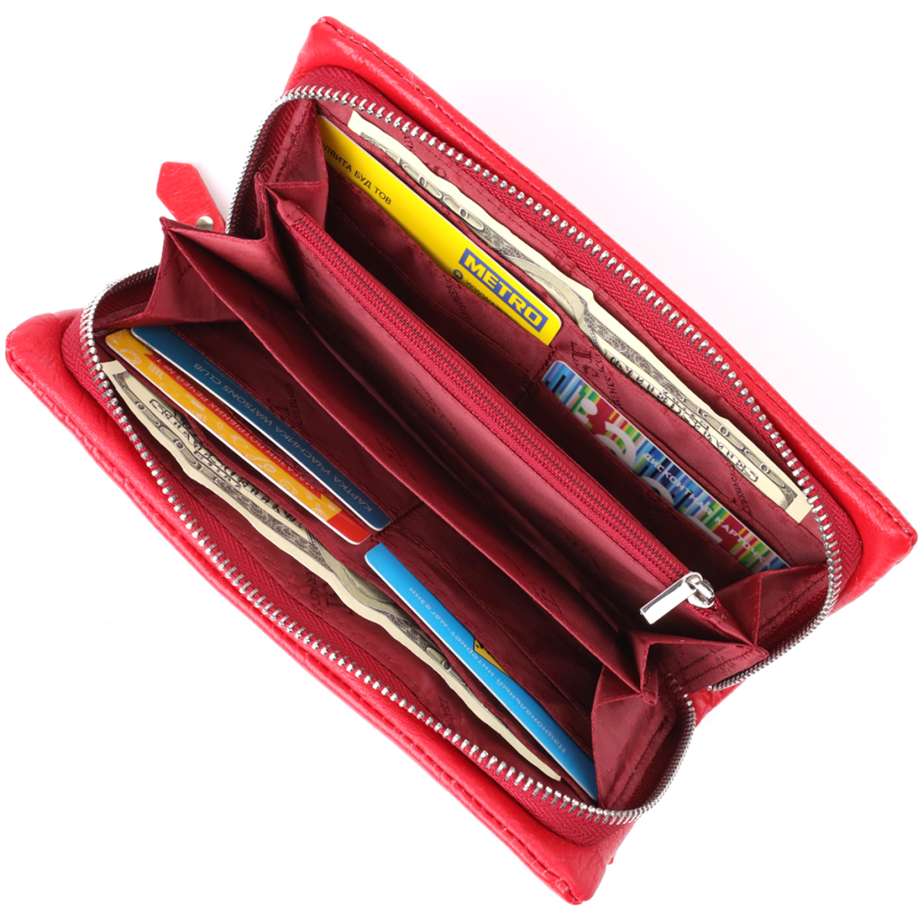 Гаманець ST Leather З відділенням під телефон з натуральної шкіри Червоний (23100) - зображення 6