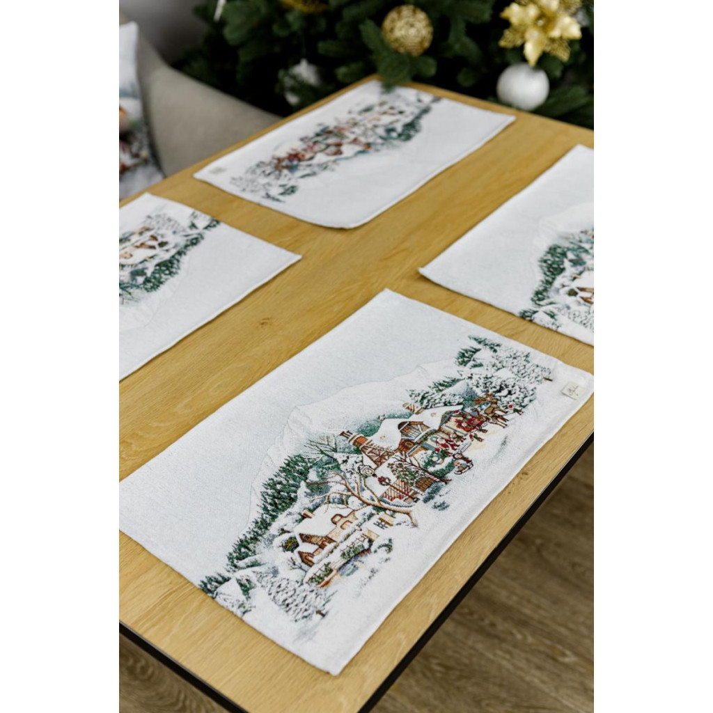 Серветка на стіл Прованс гобеленова з велюром Зимове місто 30х50 см (4823093450479) - зображення 5