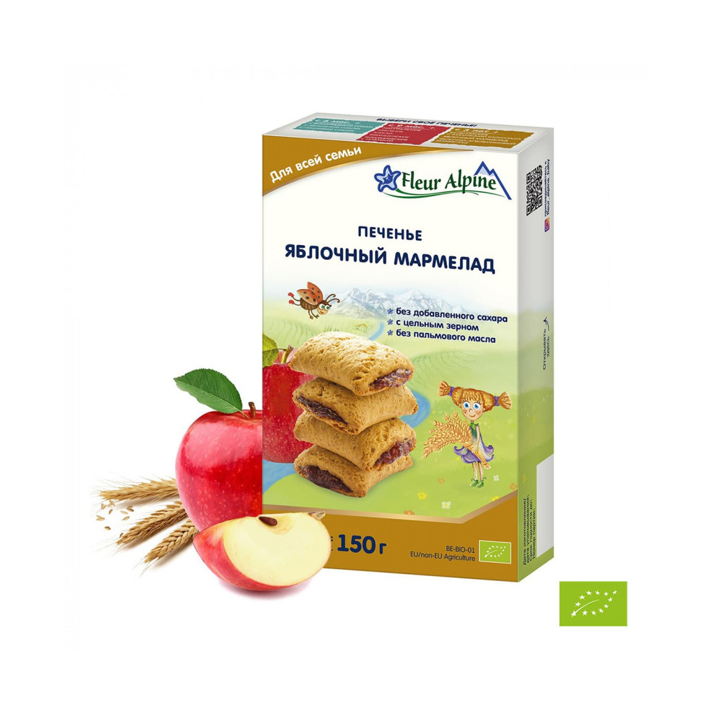 Дитяче печиво Fleur Alpine органічне Яблуневий мармелад 150 г (5412916941554) - изображение 1