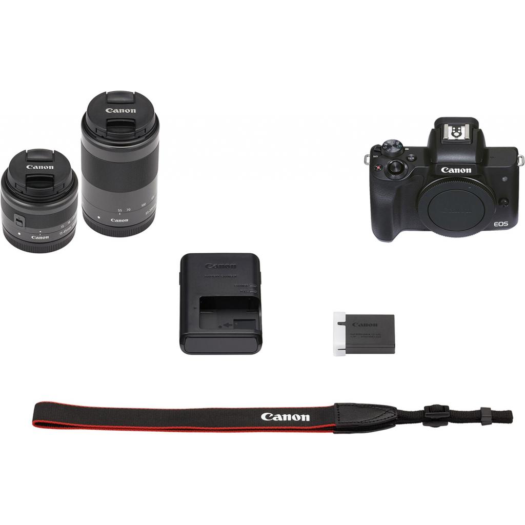 Цифровий фотоапарат Canon EOS M50 Mk2 + 15-45 IS STM + 55-200 IS STM Black (4728C041) - зображення 8