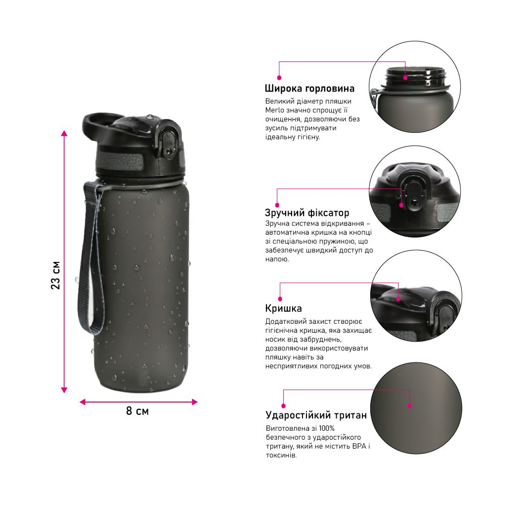 Пляшка для води Line Art Merlo 600 мл чорний (60013818LA-01) - зображення 4