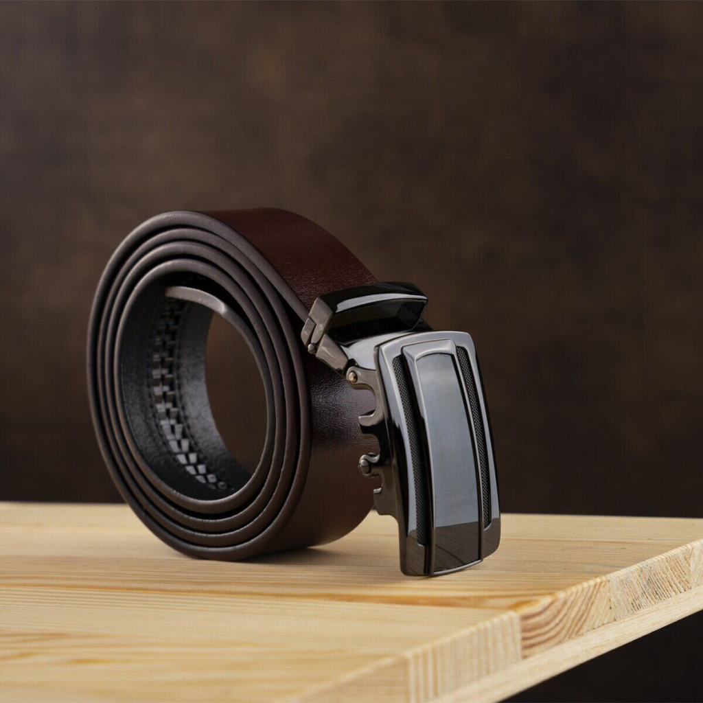 Ремінь Vintage Чоловічий із затемненою пряжкою автомат Коричневий (20296) - зображення 6