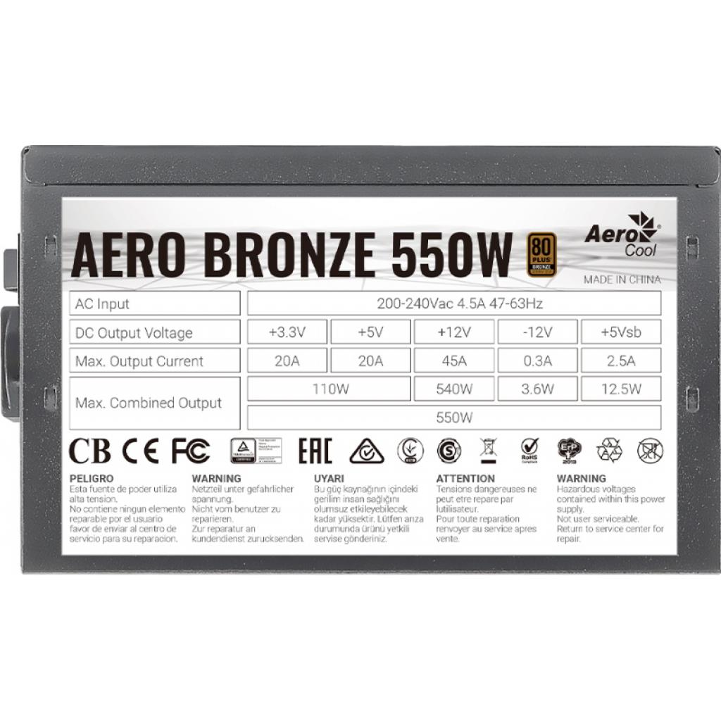 Блок живлення AeroCool 550W AERO BRONZE (AERO BRONZE 550W) - изображение 4